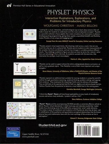 PHYSLET PHYSICS-W.Christian & M Belloni-Interactive Computer Excercise/CD/NEW/PB - Picture 2 of 2