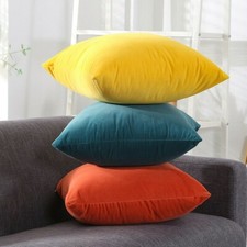 2 X Throw Pillowcase Velvet Cover Solid Square Soft for Couch Bed Sofa