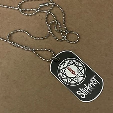 Slipknot Logo Metal Dog Tag Necklace: New, 2” By 1”, 24” Long Ball Chain