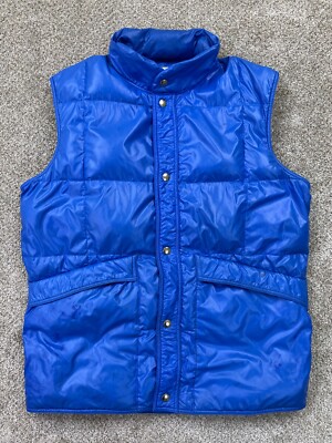 Swan Down Puffer Vest Men Extra Large Blue 70s 80s Ski Jacket VINTAGE