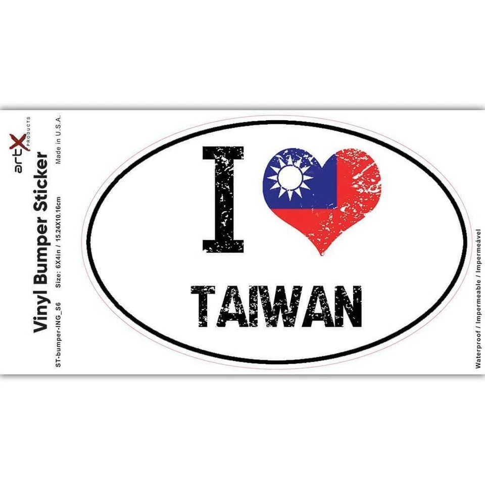 Gift Sticker : I Love Taiwan Heart Flag Country Crest Taiwanese Expat - Photo 1/1
