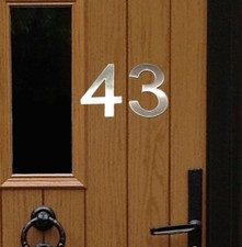Stick-On House Numbers - No 43 - Stainless Steel - 10cm - Door, Fence, Gate