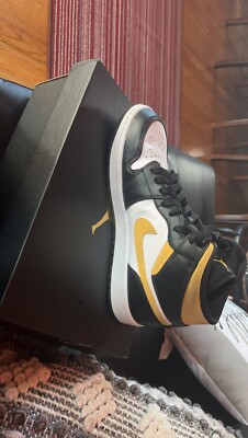 shoes men nike white pollen black air jordan mid 1 | eBay shoes men nike white pollen black air jordan mid 1 | eBay