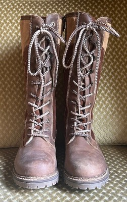 BOS. & CO.  FLY LONDON Camel Nut Suede Cord HALLOWED Wool Lined Lace Up Boots 7