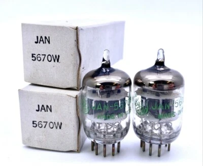 Par de tubos de válvulas de placa negra GE JAN 5670W 2C51 5670 NUEVO EN CAJA