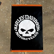 Harley Davidson Willie G Skull Flag Sign Vinyl Banner 2'x3' Garage Man Cave