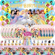 Disney Princess Party Supplies Birthday Decor Set Plates Balloons Banner 5x3ft
