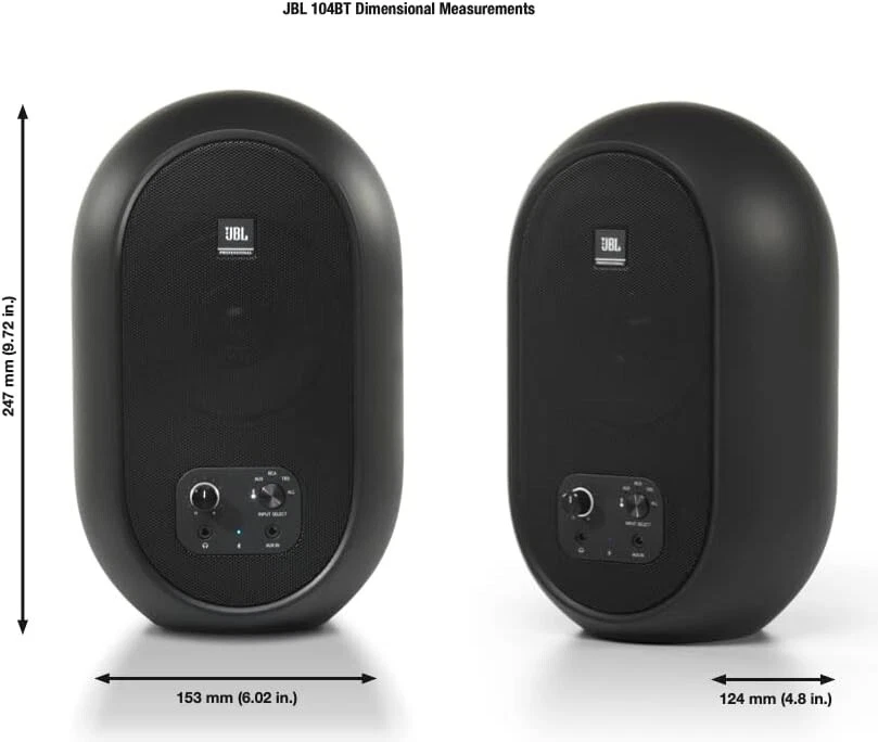 JBL 104-BT Black Powered Monitor Desktop Active Speaker Pair Bluetooth, Black - Image 3 of 4