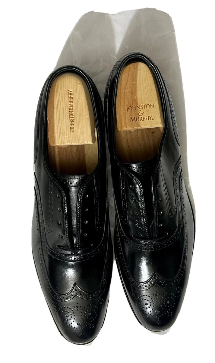 Johnston & Murphy Crown Aristocraft USA Made Black Leather Wingtip Size  13A/3A