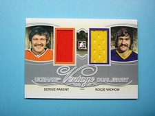 2012/13 ITG ULTIMATE VINTAGE DUAL JERSEY HOCKEY BERNIE PARENT ROGIE VACHON /24