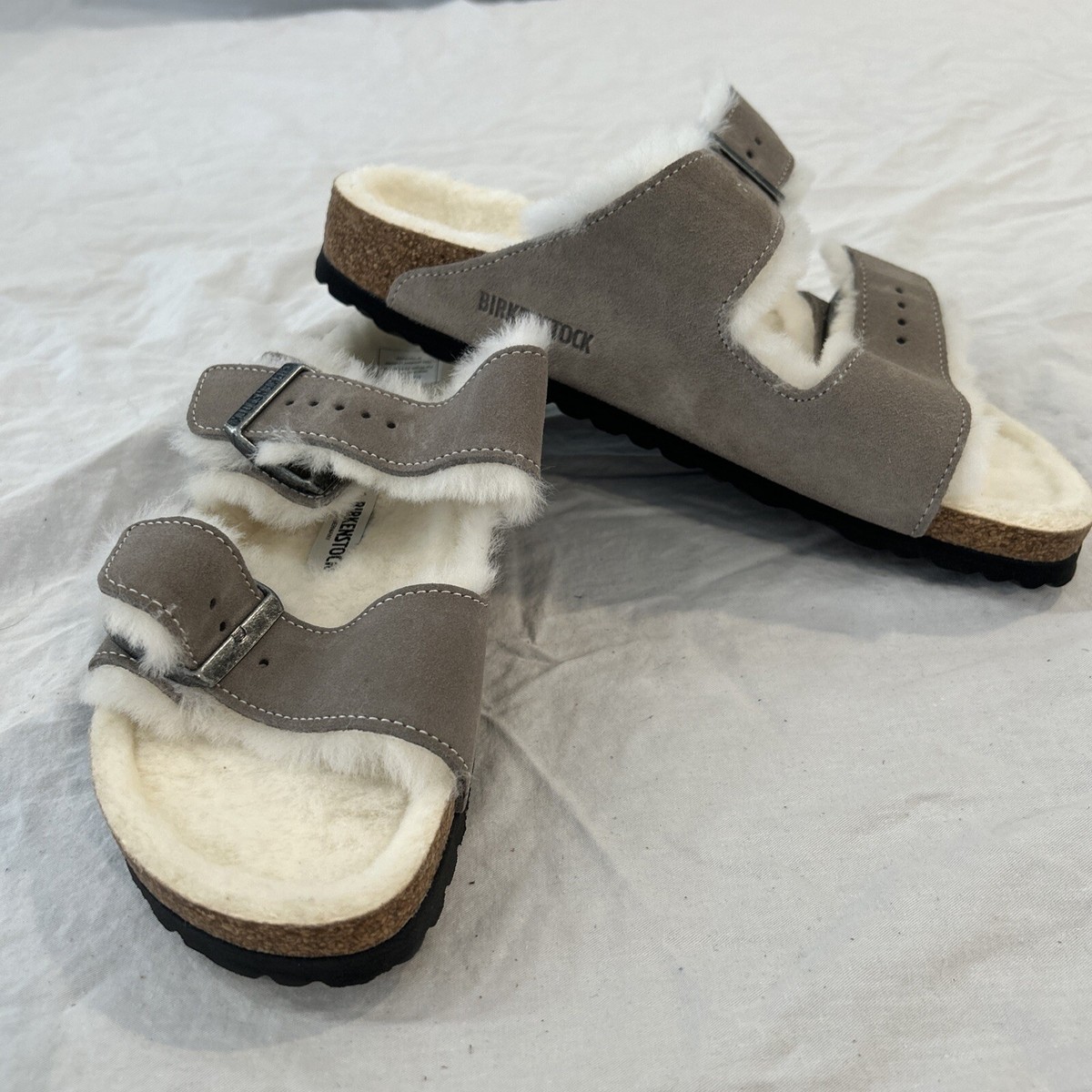 Birkenstock Arizona Shearling Lined Sandal, Gray, 40 EU 9  display picture 1