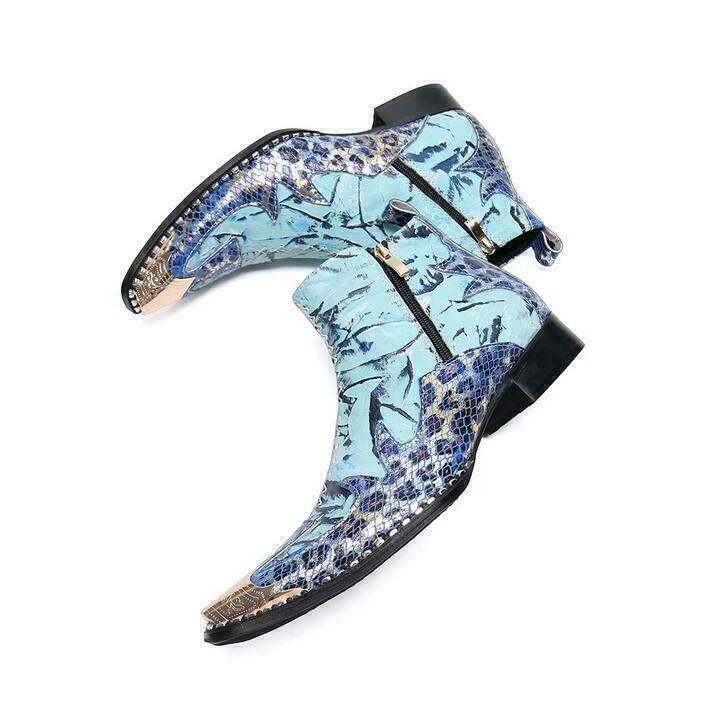 Moda Masculina Vestido Sapatos Casuais Biqueira Apontada Couro Zíper Tornozelo Botas Festa Ao Ar Livre - Imagem 4 de 4