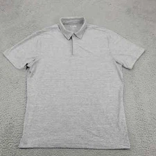01.Algo Shirt Mens Large Gray Striped Golf Outdoors Lightweight Rugby Polo UPF40