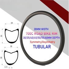 700C Road Bike Carbon Rims 28mm Width Tubular Symmetric Asymmetric 28H Wheels 