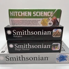 Smithsonian STEM Kit Lot Robo Spider Magic Rocks Volcano Kitchen Science Boy Kid
