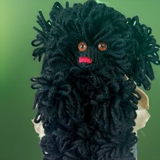 Hand Made Looped Yarn Poodle Dog Black