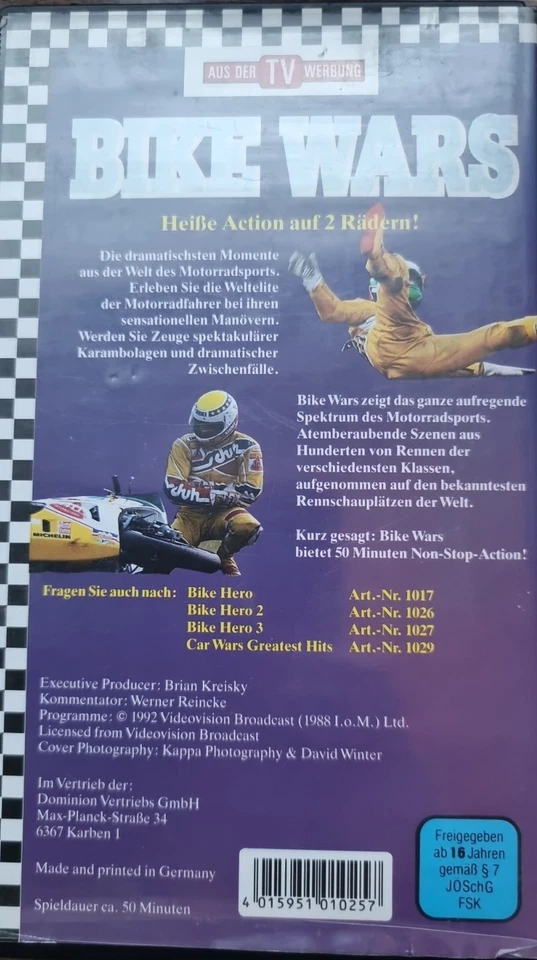 VHS Bike Wars - Heiße Action auf 2 Rädern (1992) FSK 16 Motorradsport 50 Min.  - Bild 2 von 4