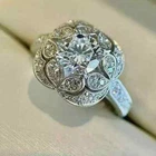 3Ct Lab Created Diamond Vintage Art Deco Engagement 14K White Gold Plated Ring