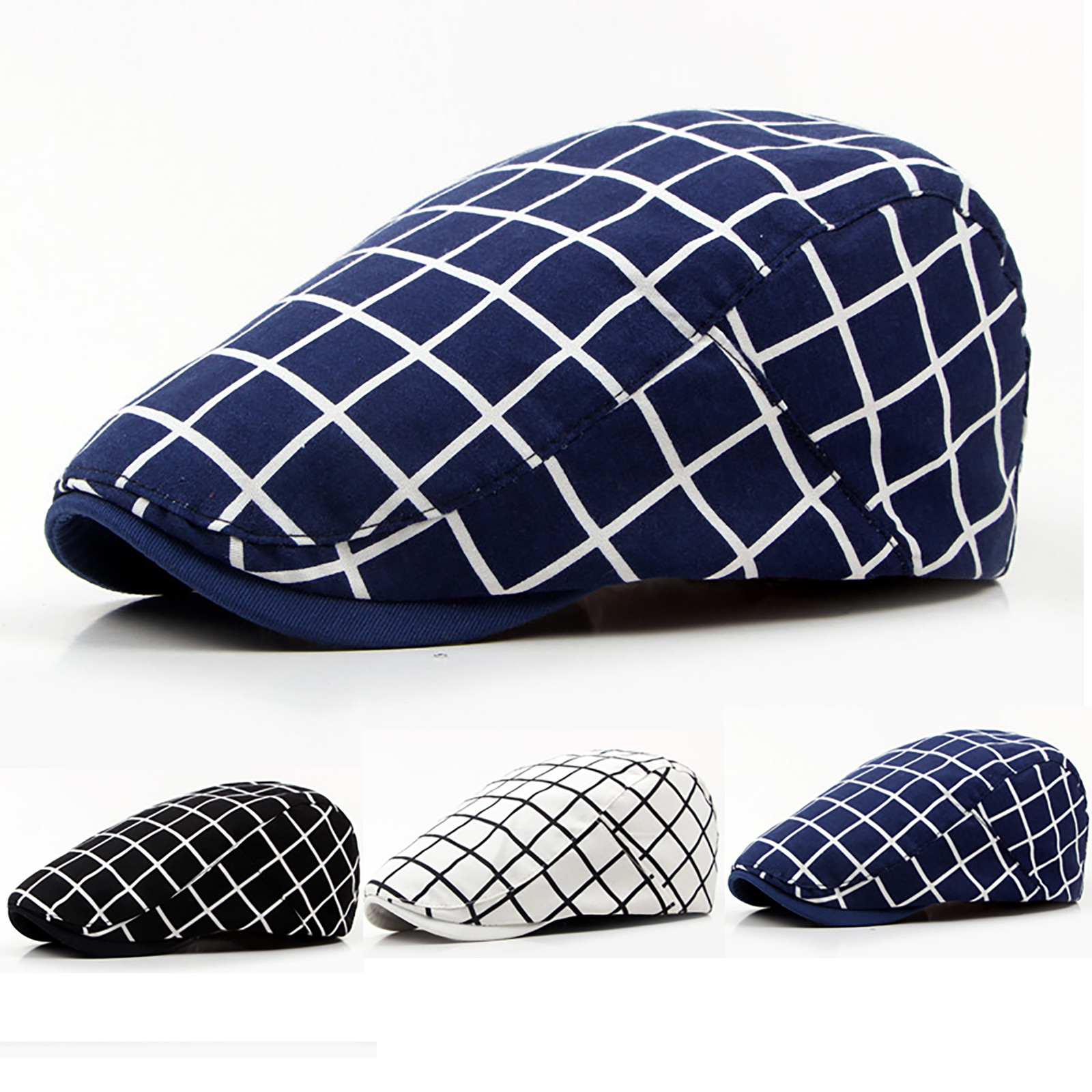 Men Travel Vintage Herringbone Flat Caps Gatsby Baker Beret Newsboy