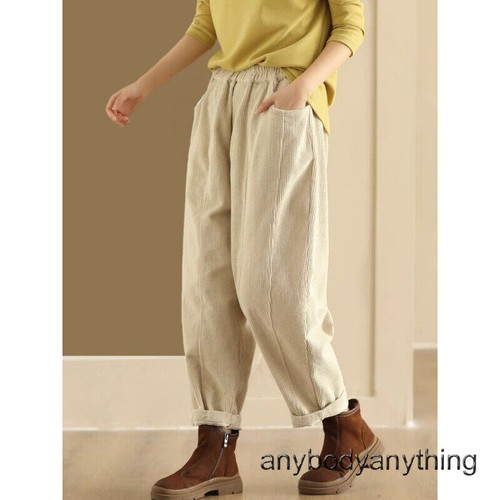 Retro Style Women Corduroy Harem Pants Splicing Trousers Autumn Winter Spring Sz - Picture 19 of 27
