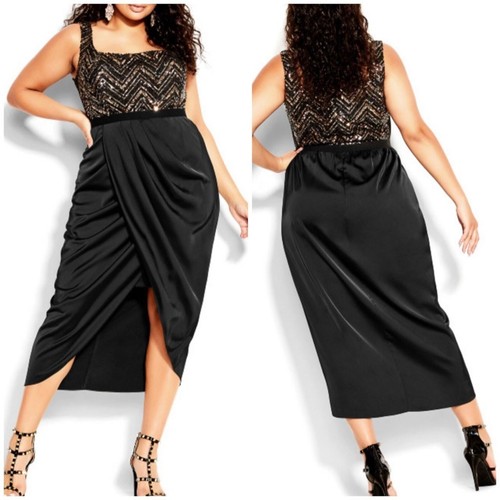 City Chic Bronze Sequin Bodice Dress 22 XL NWT
