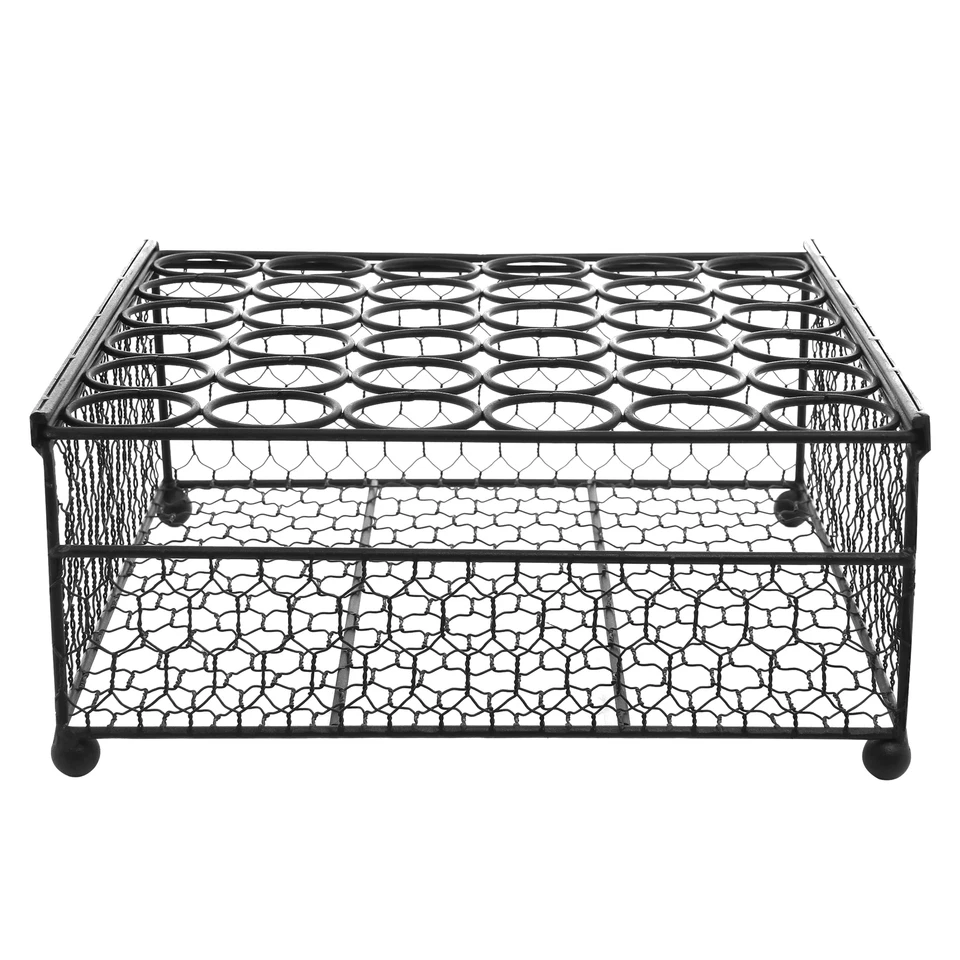 MyGift 2 Tier Rustic Black Chicken Wire 36 Eggs Display Tray and Storage Basket - Image 4 of 4