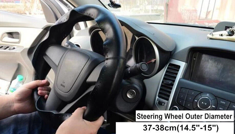 15" DIY Steering Wheel Cover Genuine Leather For VOLVO VN VNL VNM 2002-2021 new - Image 3 of 4