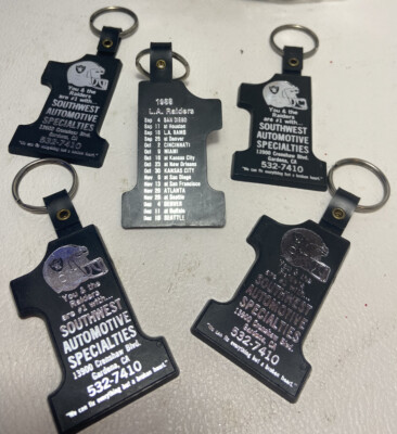 VTG 1988 LA Los Angeles Raiders Keychain LOT x5 Advertising promo Autoshop #1