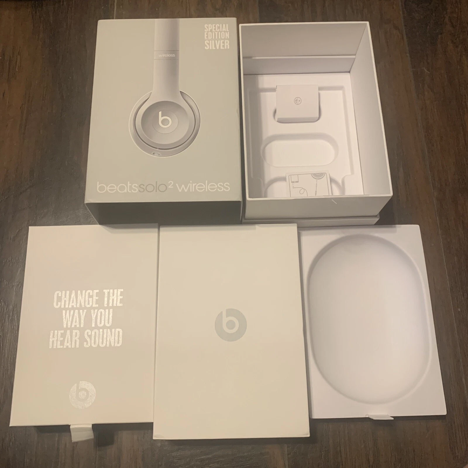 2016 Beats by Dr Dre Solo 2 Wireless Headphones Silver OEM *BOX ONLY*w/Inserts