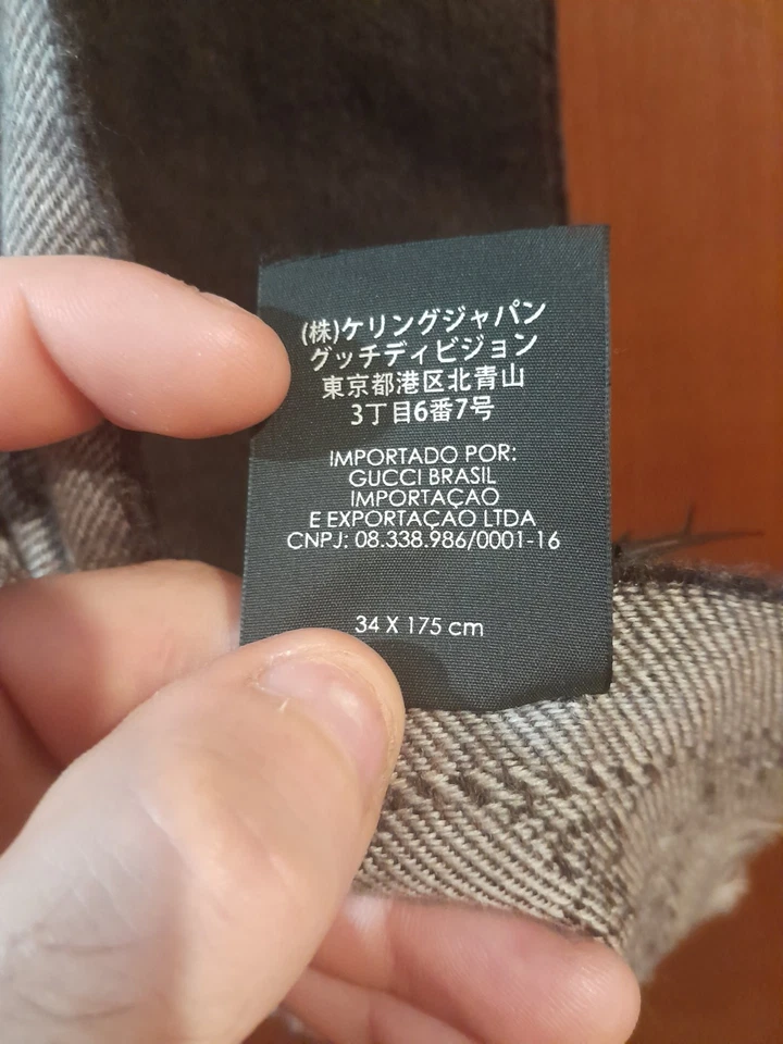 Sciarpa gucci Nikky Donna Uomo Logo GG BROWN AND GREY Web Lana Scarf Wool - Imagen 3 de 4
