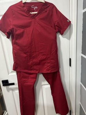 Butter-Soft Stretch Medical Scrubs Set Ruby Red Solid Unisex Top & Pants