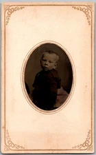 Antique 2.5X4in Tintype Circa 1890s Cute Baby Unmarked