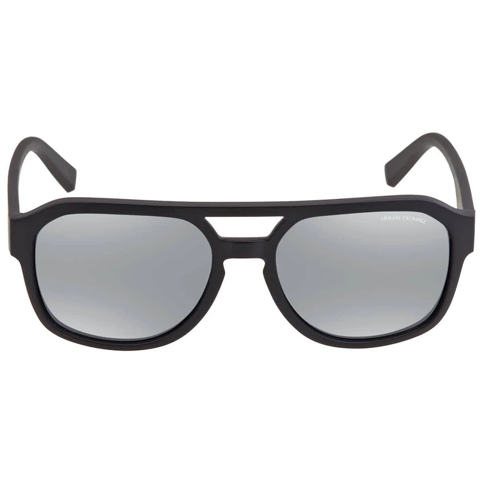 Gafas de sol para hombre Armani Exchange gris claro espejo negro piloto AX4074S 80786G 57 Foto 2 de 4