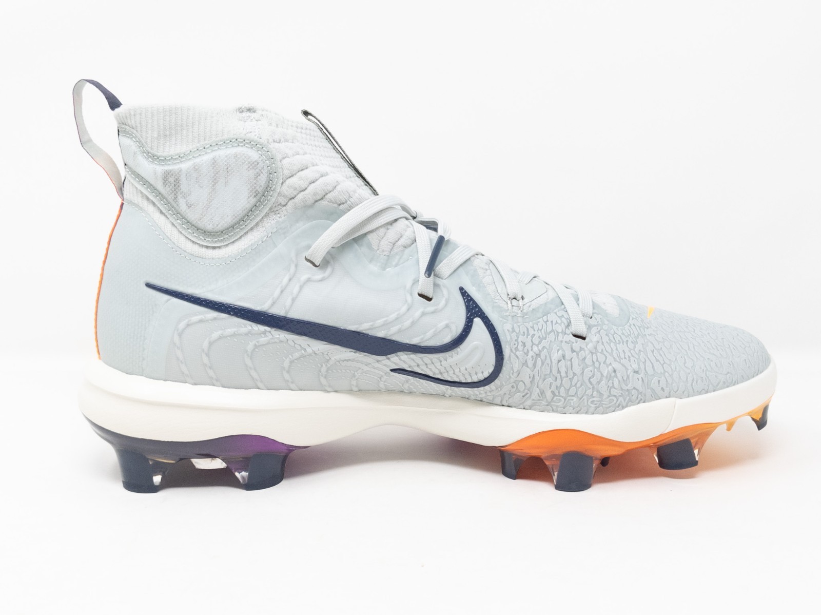 [Sz 11.5] Nike Alpha Huarache NXT MCS Mid Baseball Cleats Grey Orange HF1132-001 thumbnail 7