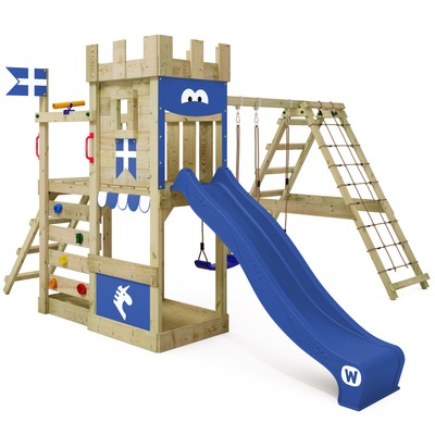 Wickey Spielturm Spielhaus DragonFlyer mit Schaukel & Rutsche - Ritterburg