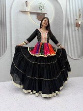 Gujarati Kediyu Lehenga Set Pure Cotton Traditional Gamthi Mirror Work Outfit