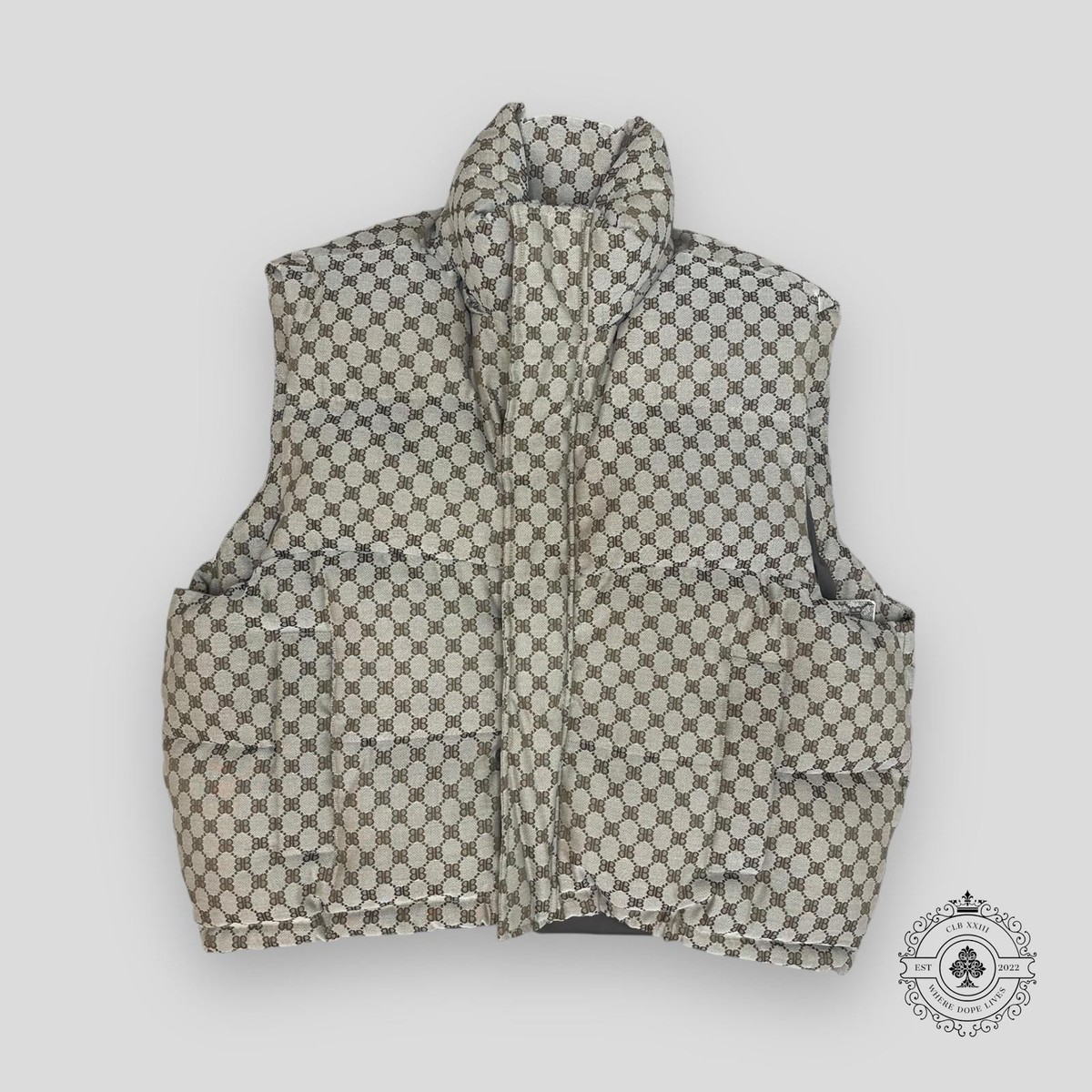 yzeer着用　BALENCIAGA GUCCIダウンベスト 46 Gucci X Balenciaga The Hacket Vest in Brown | eBay