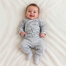 Carter  s 2-Piece Layette Set, 3 Months, Gray, Elephants, Top/Bottoms, EUC