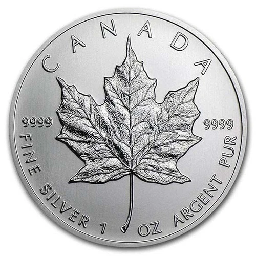 1 oz Canadian Silver Maple Leaf Coin BU - .9999 Fine (Random Year)