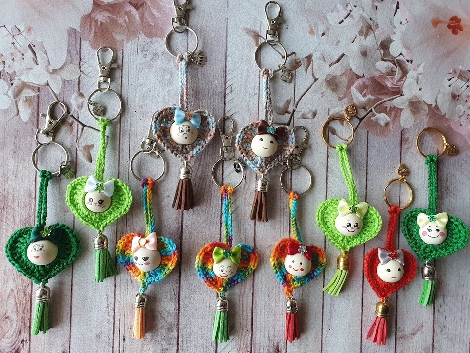 ❤️Herz Schlüsselanhänger🍀Glücksbringer👜Taschenbaumler🎁Geschenkanhänger