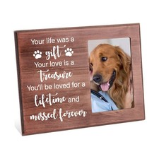 INFUNLY Pet Remembrance Photo Frame - 4x6 Inch Wooden Memorial Gift for Dogs ...