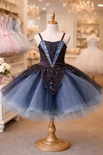 Revolution Dancewear Youth Small Blue Black Lace Tutu Dress Ballet Stage Costume