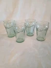 4 Vintage Coca Cola Coke Glasses Green Embossed Pebble 4" Tall