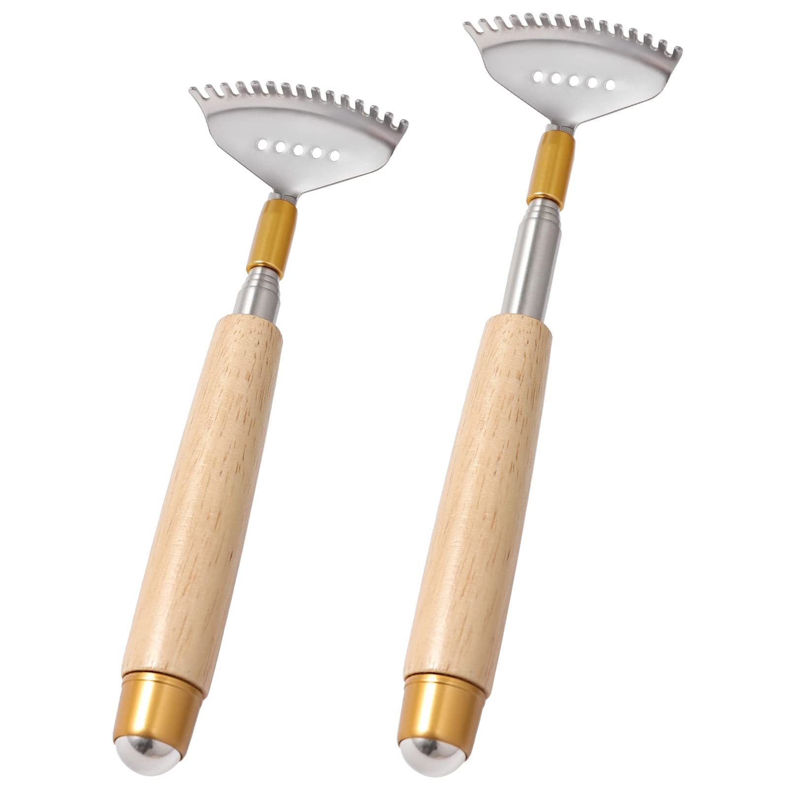 Idée cadeau utile lot de 2 gratte-dos manche bois pour homme et femme