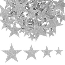 Star Foam Stickers, 70Pcs EVA Self Adhesive Glitters, Silver