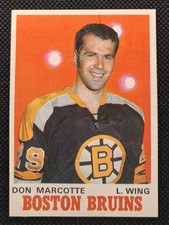 1970 OPC, O-Pee-Chee, Don Marcotte, #138, Boston Bruins, Rookie, RC