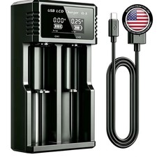 Battery Charger 18650 Ni-MH Ni-Cd Li-ion 4.2V LCD Display 1A USB Input