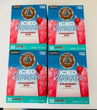 New Donut Shop Iced Refreshers Strawberry Açaí K-Cup Pods Keurig 4 Boxes Of 20