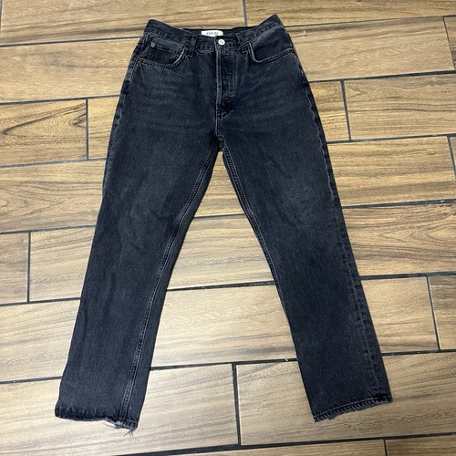 Agolde Riley Jeans Damen 26 Schwarz High Rise Straight Leg Crop Dark Wash - Bild 3 von 13