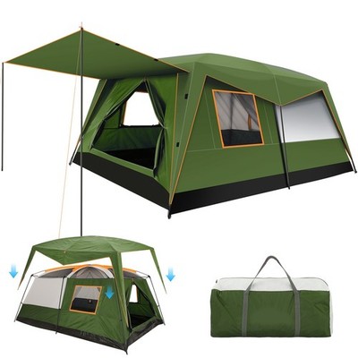 10 Person Camping Tent 3500mm Waterproof Windproof Family Tent with Carry Bag